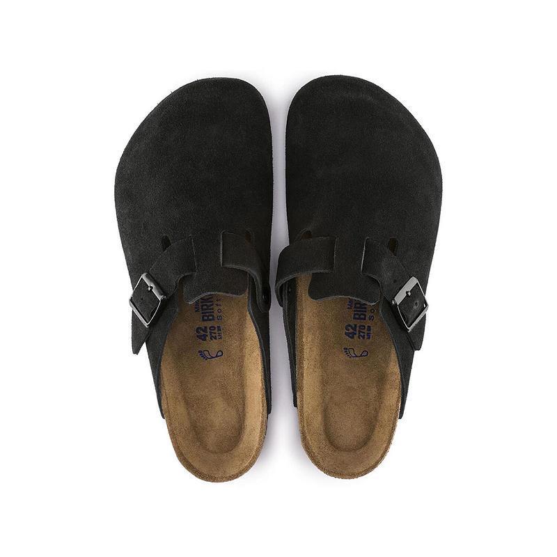 Birkenstock Soft Footbed Ruskind Boston Herre Sort | DK 1QMA